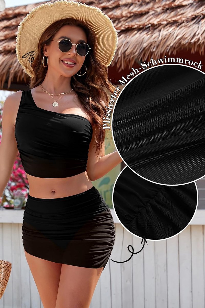 Dames bikini set One Shoulder badpak met rok elegant badpak set bikini badmode elegant tweedelig