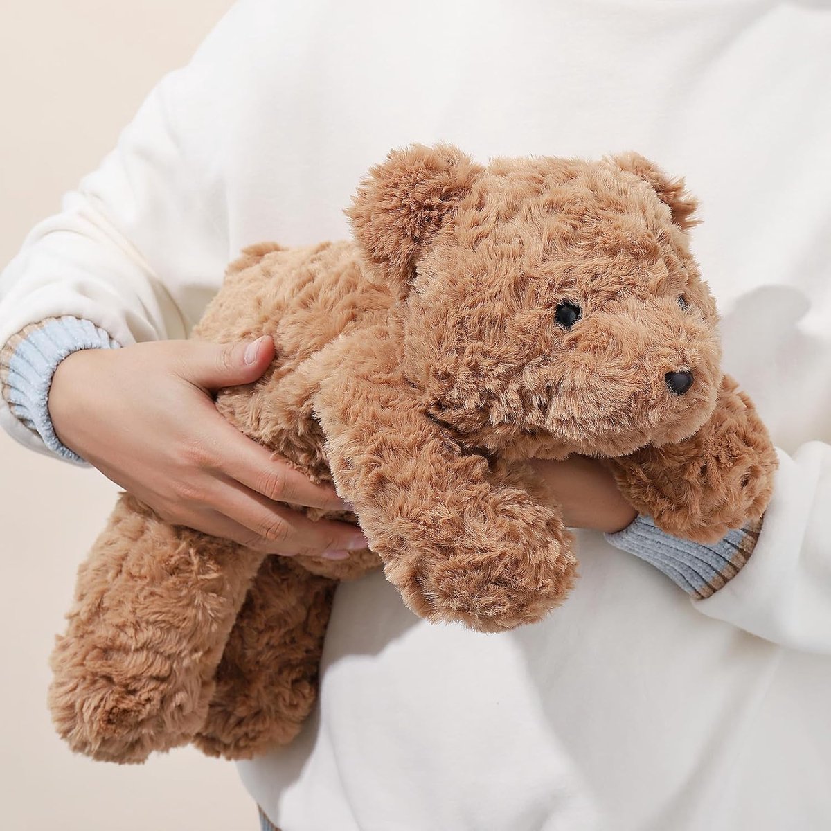 gewogen teddybeer 70CM 2,5KG, robuuste en pluizige bruine pluchebeer voor volwassenen om te knuffelen, schattig knuffelig snuffelkussen voor volwassenen IFX24 Grote gewogen teddybeer 70CM