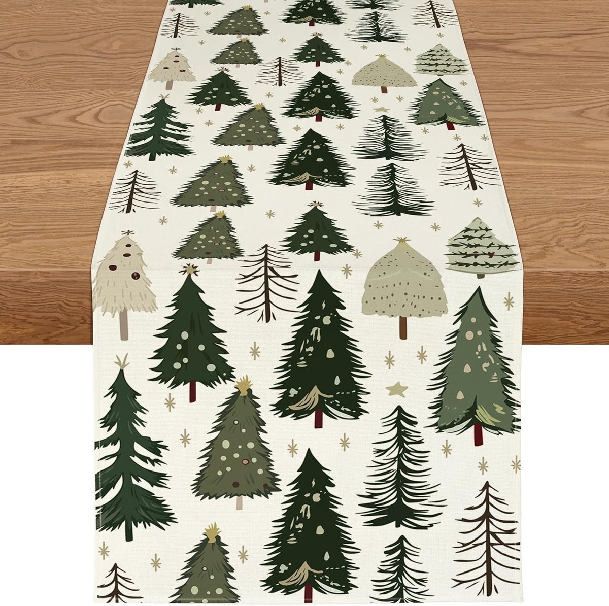 Kerst Tafelrunner met Kerstboom Motief, Winter Waterdicht, Modern voor Binnen en Buiten, Keuken en Feest Decoratie