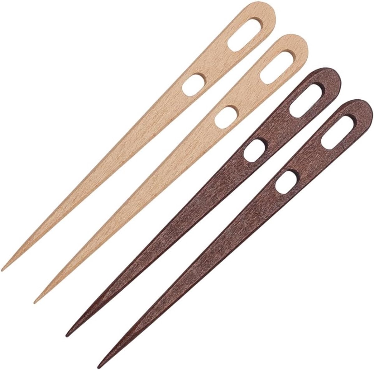 4 stuks naaldbindnaalden van beukenhout, authentieke traditionele naald voor knooploos breien, ergonomisch handgemaakt gereedschap met stalen punt, perfect voor wolgaren