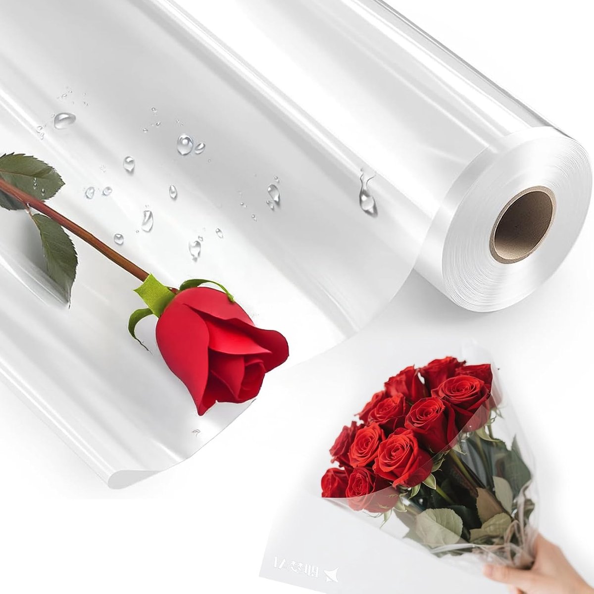 transparante cellofaanfolie, 3 mm dik, transparante cellofaanfolie, cadeaupapier voor bloemen, cadeauverpakkingen (transparant, 2, 80 cm x 30 m)
