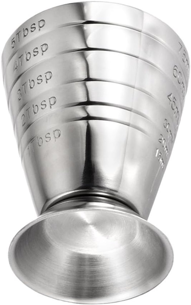 Bar Jigger RVS Cocktail Maatbeker 75ml Zilver