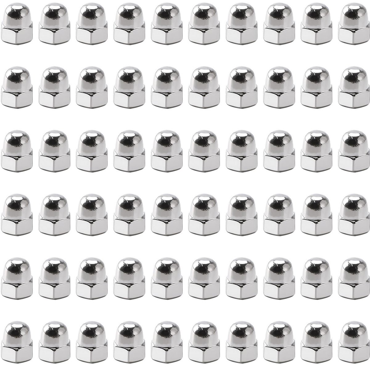 60 Stuks M3 Zilver 304 Roestvrij Staal Dopmoeren, Dome Hoofd Cap Hex Moeren, voor Banden en Assen