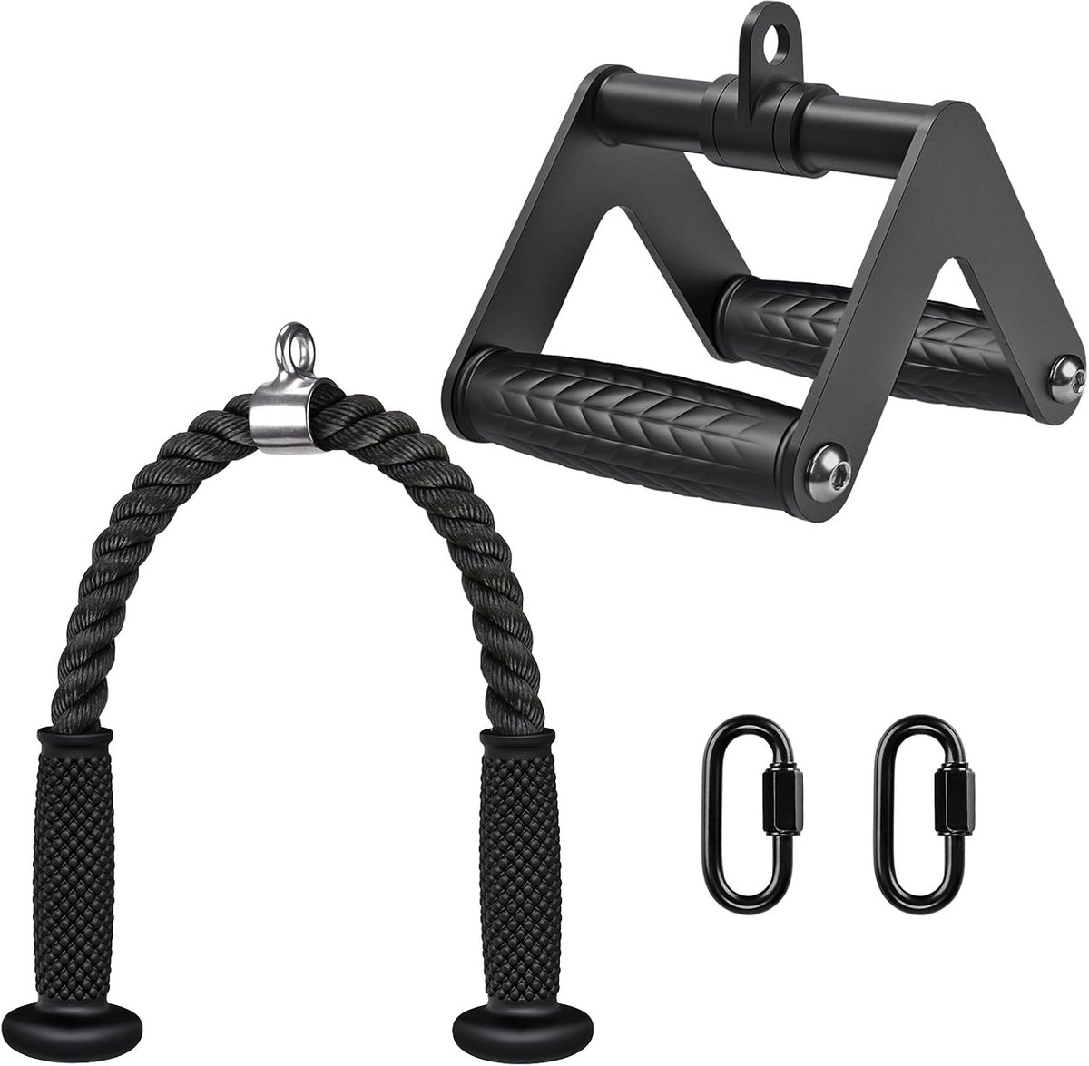 Kabelmachine-hulpstukken voor thuisgymnastiek - Triceps Pull Down Attachment Set met 28" tricepskabel, dubbele V-handgreep - Kabelkatrolsysteem Gym