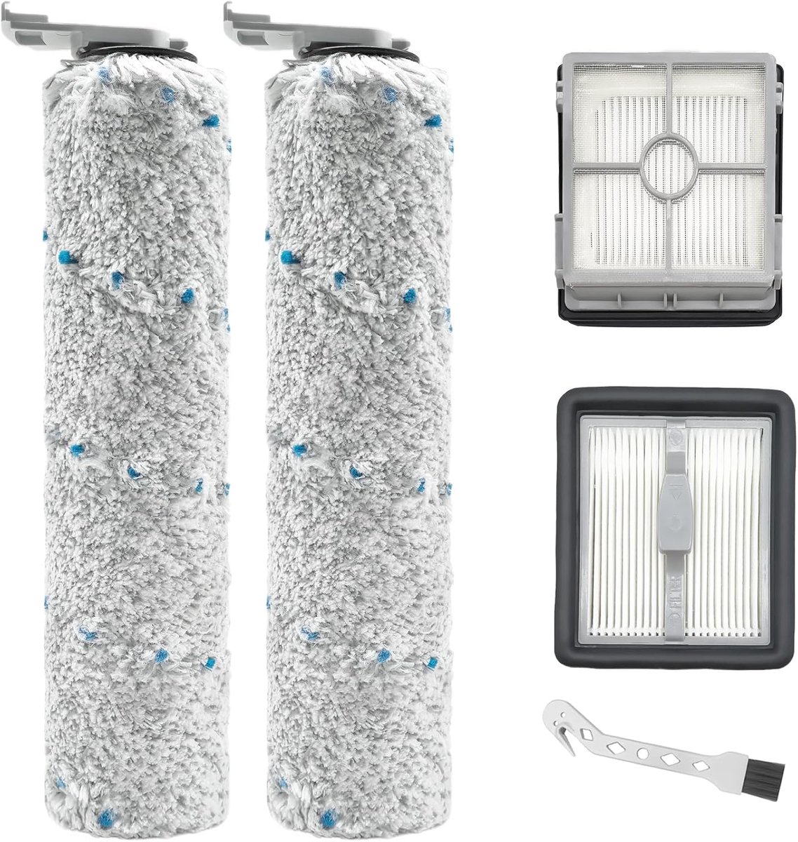 + filteraccessoireset voor Bissell CrossWave X7 Plus Cordless Pet, X7 Pro Pet 2955N, 3479N nat- en droogzuiger-reserveonderdelen, 2x borstelrollen + 2 wattenfilters + 1