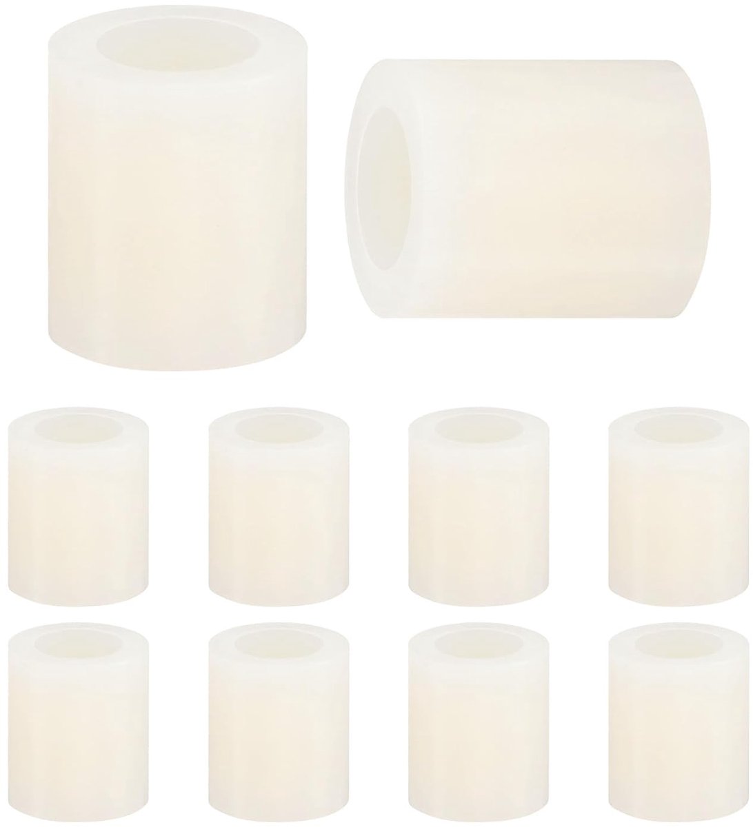 METERXITY Set van 100 nylon ringen, 4,2 mm ID 7 mm OD 8 mm lengte ronde plastic afstandhouder afstandhouder niet-schroefdraad voor M4 schroeven/bouten/stopcontact/schakelaarhouder [wit]