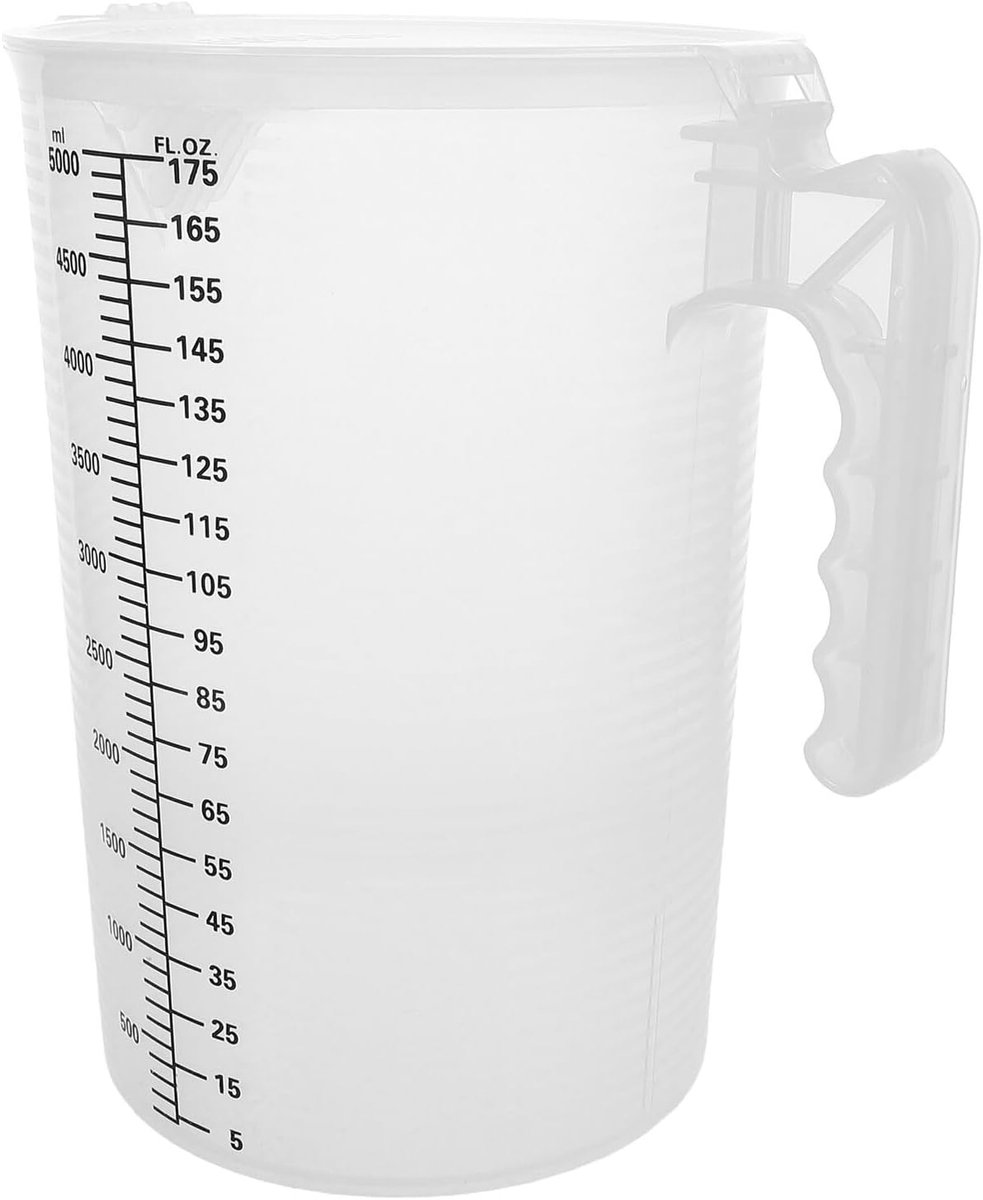 5 liter maatbeker van voedselveilig PP met deksel, transparante maatbeker met nauwkeurige schaal voor melkthee, keuken en horeca