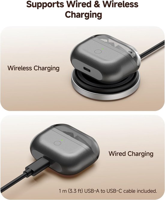 leQuiven Draadloze Oplaadcase voor Samsung Galaxy Buds 3 Pro, Ondersteunt Draadloos en Bedraad Opladen, Vervangende Oplaadcase met Bluetooth Koppelknop (Oordopjes niet Inbegrepen) — afbeelding 2