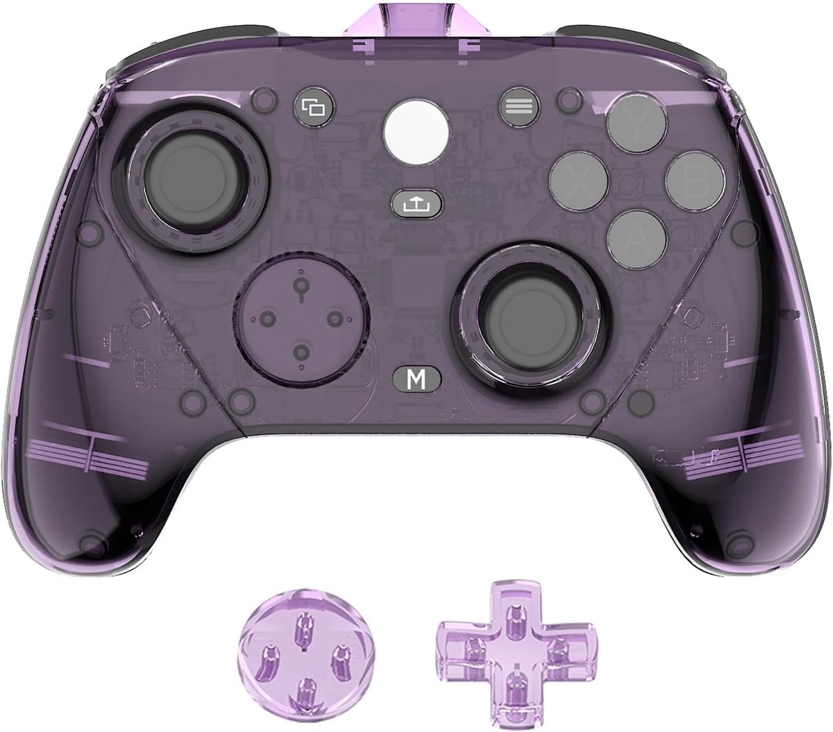 Compatibel met GameSir G7 Pro, magnetische paneelaccessoires voor gameconsole, gemaakt van hoogwaardig PC-materiaal, uitgebreide bescherming tegen krassen, stoten en stof, transparant paars