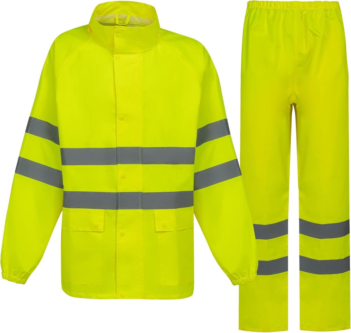 Himalaya Regenpak voor heren, lange mouwen, waterdicht met elastische taille, capuchonjack, regenkleding, regenjas + regenbroek, 2 zakken