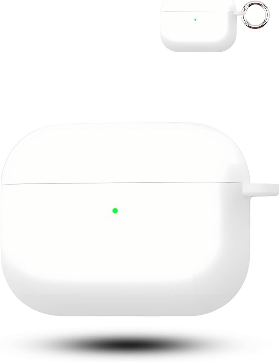 draadloze hoofdtelefoon voor AirPods/AirPods Pro, zachte siliconen beschermhoes, huidvriendelijk etui met karabijnhaak, volledige bescherming, wit