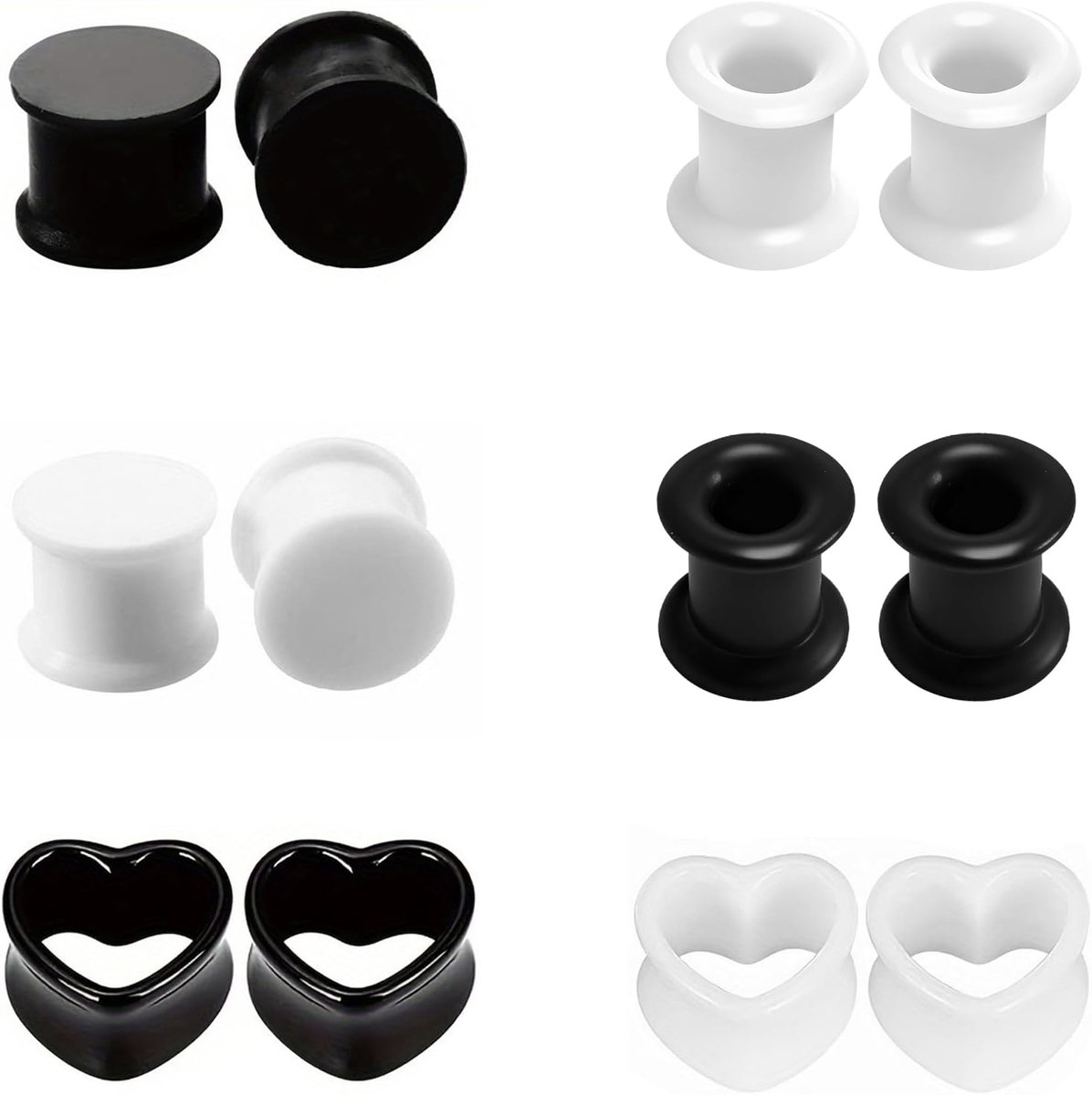 Tunnels, 6 paar siliconen vleestunnel dubbel uitlopende oordopjes expanders siliconen oorstretchers kit voor mannen vrouwen 6-20 mm