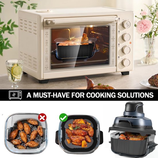 4 stuks siliconen vormen en onderzetters en spatbescherming van siliconen voor Ninja CRISPi Air FN101EUSG, Air Fryer accessoires voor Ninja FN101EU (donkerblauw) — afbeelding 4