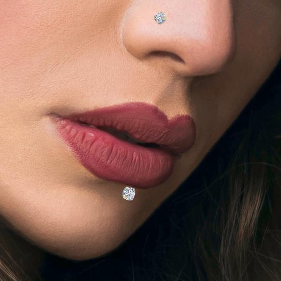 Lippenring van medisch staal, 1,2 mm, 6 mm, lippiercing, zilverkleurig, tragus/helixpiercing, 3 stuks — afbeelding 3
