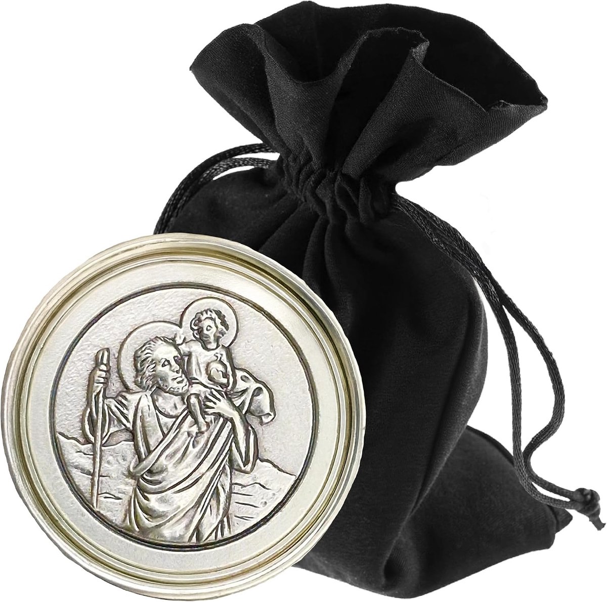 Auto Magneet Ø3,0 cm - Sint Christoffel Auto Plaquette - Gezegend - Beschermheilige automobilist - Christoffel Autohanger - Beschermengel Auto Magneet - Auto geluksbrenger, Ø 3 cm,