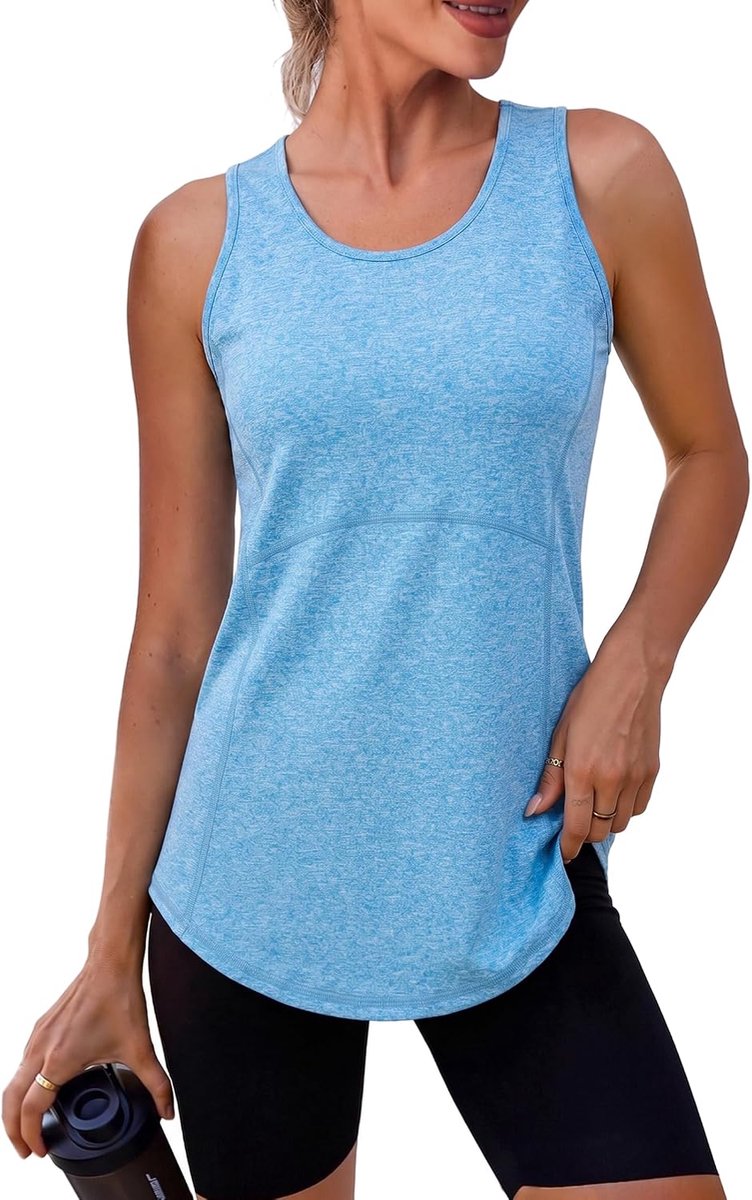 Tanktop voor dames, fitness-T-shirt, netstof, mouwloos, voor training, hardlopen