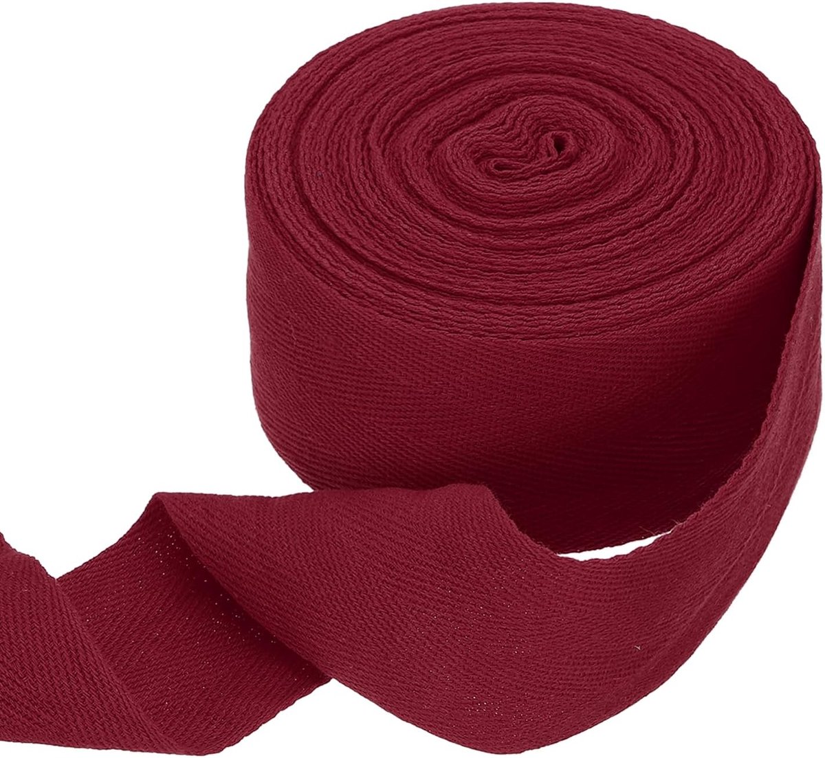 Katoenen Visgraatlint 5 cm 11 yard visgraat geweven band biasrol voor doe-het-zelf naaien geschenkverpakking, donkerrood