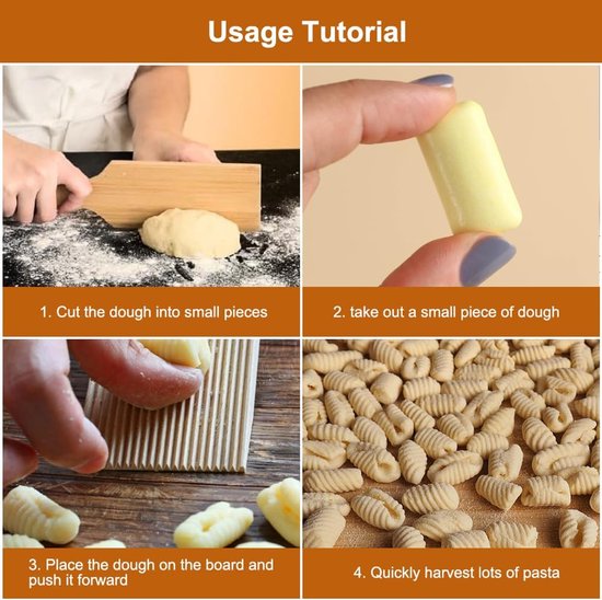 Gnocchi En Pasta Deegverwerkingsplank Met Schraper Voor Thuisbakken - Natuurhouten modelageplank om handmatig gnocchi, pasta en deegproducten te vormen zonder kleven — afbeelding 3