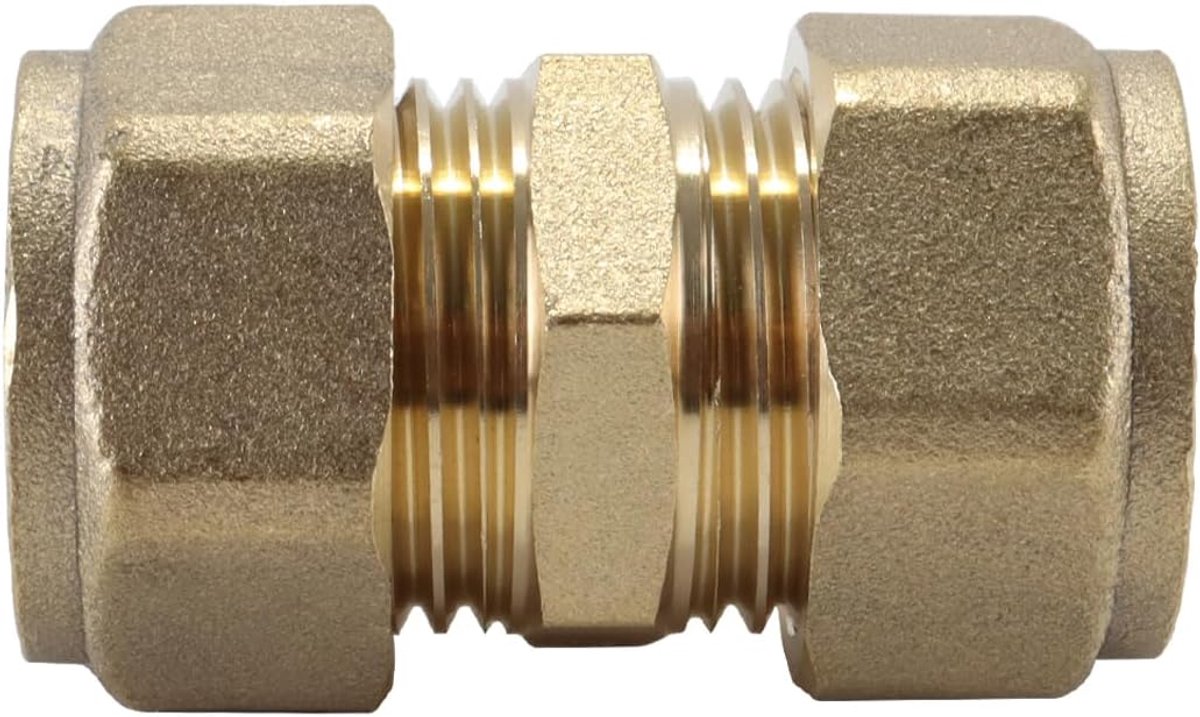 Messing knelkoppeling, rechte knelkoppeling messing buisaansluiting voor buisdiameter buiten: 15 mm