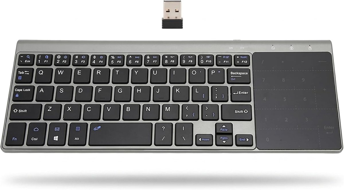 Draadloos Toetsenbord met Touchpad - 2.4G QWERTY Toetsenbord - Ergonomisch en Draagbaar - Voor Computer en Laptop - SnelShoppen