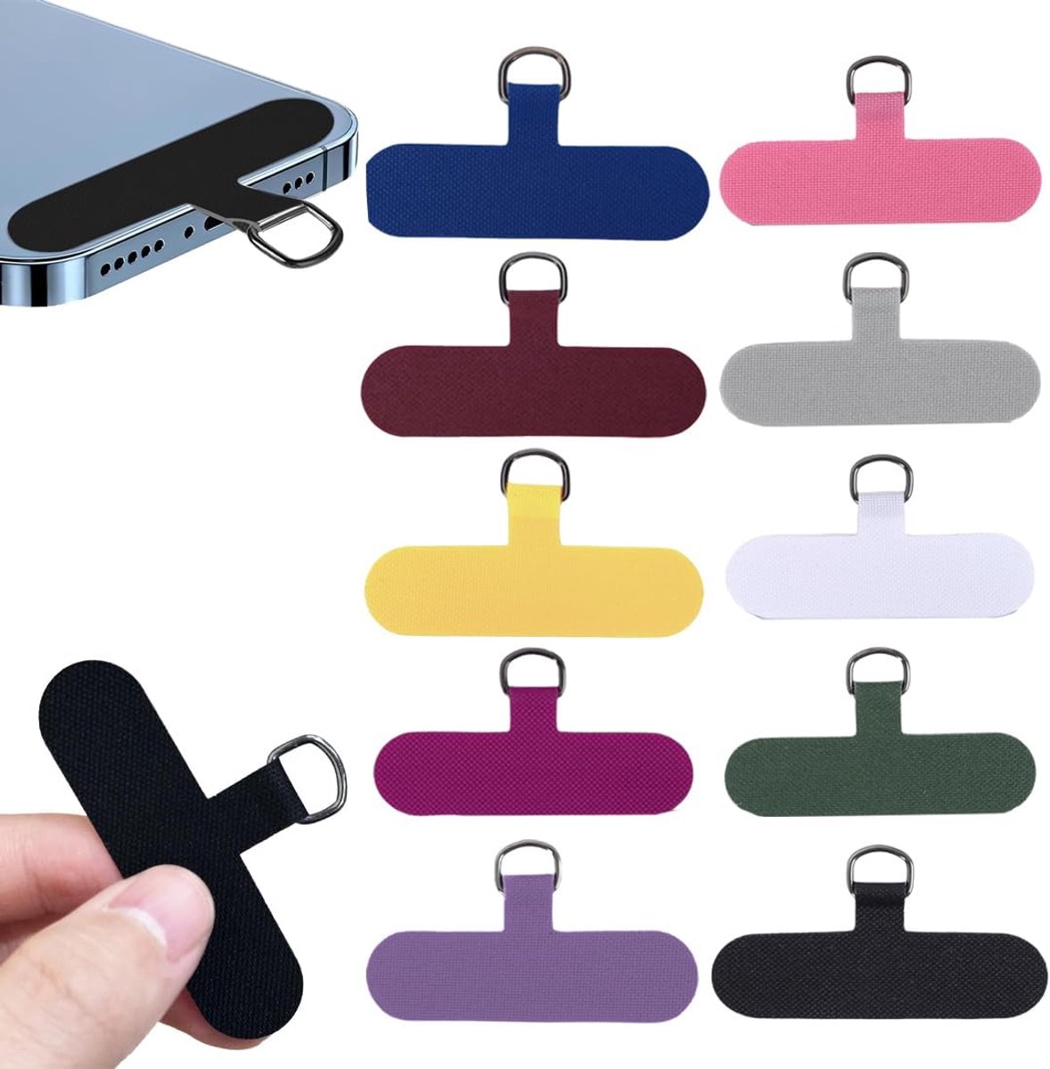 20 stuks universele pads voor mobiele telefoon, telefoonketting, houder, sleutelkoord, adapter, pads, uithardingsdoek, telefoonkoord, patch, ultradun, duurzaam, universele telefoonketting, patch, voor