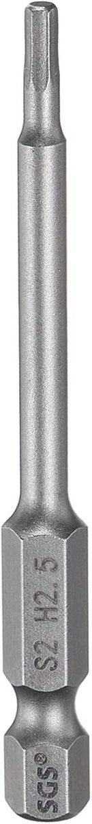 2,5 mm (H2,5) binnenzeskantbitset, metrisch 75 mm lang, 1/4 inch zeskantschacht, magnetische S2-stalen schroevendraaier, zeskantboor voor accuschroevendraaier, gereedschap