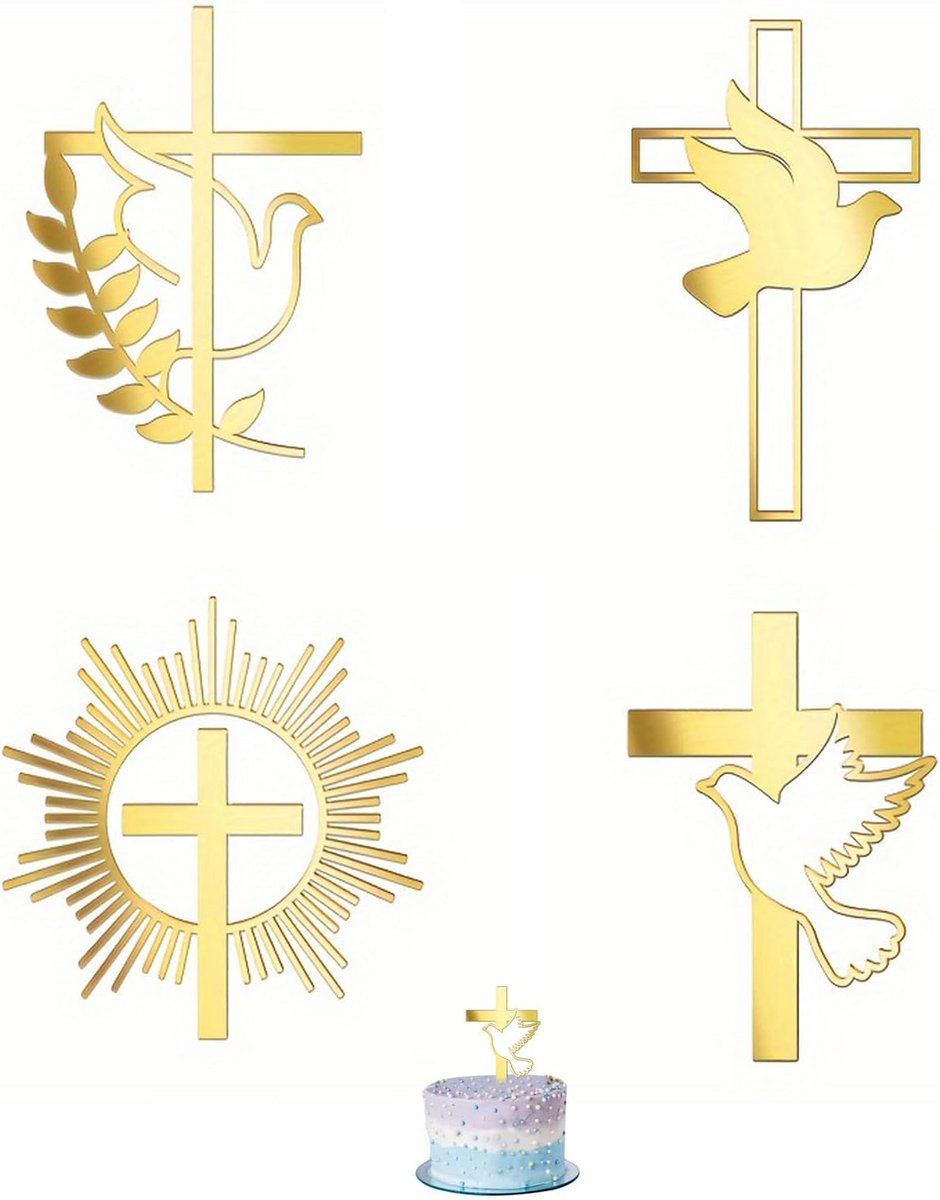 4 stuks vormsel taartdecoratie, doop, vormsel, decoratie, taartdecoratie, confirmatie decoratie, taartdecoratie, confirmatie meisjes, caketopper voor doop taarttoppers, geschikt voor