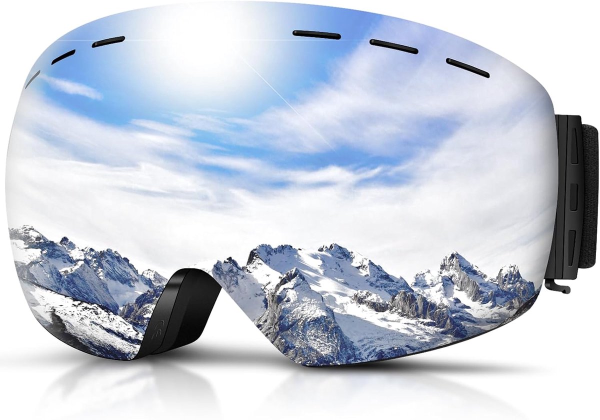 Ski Goggles Voor Heren En Dames 100% UV-Bescherming Anti-Condens Helmcompatibel Frameloos Ontwerp, OTG Skibril Voor Brildragers Ski- En Snowboardbril