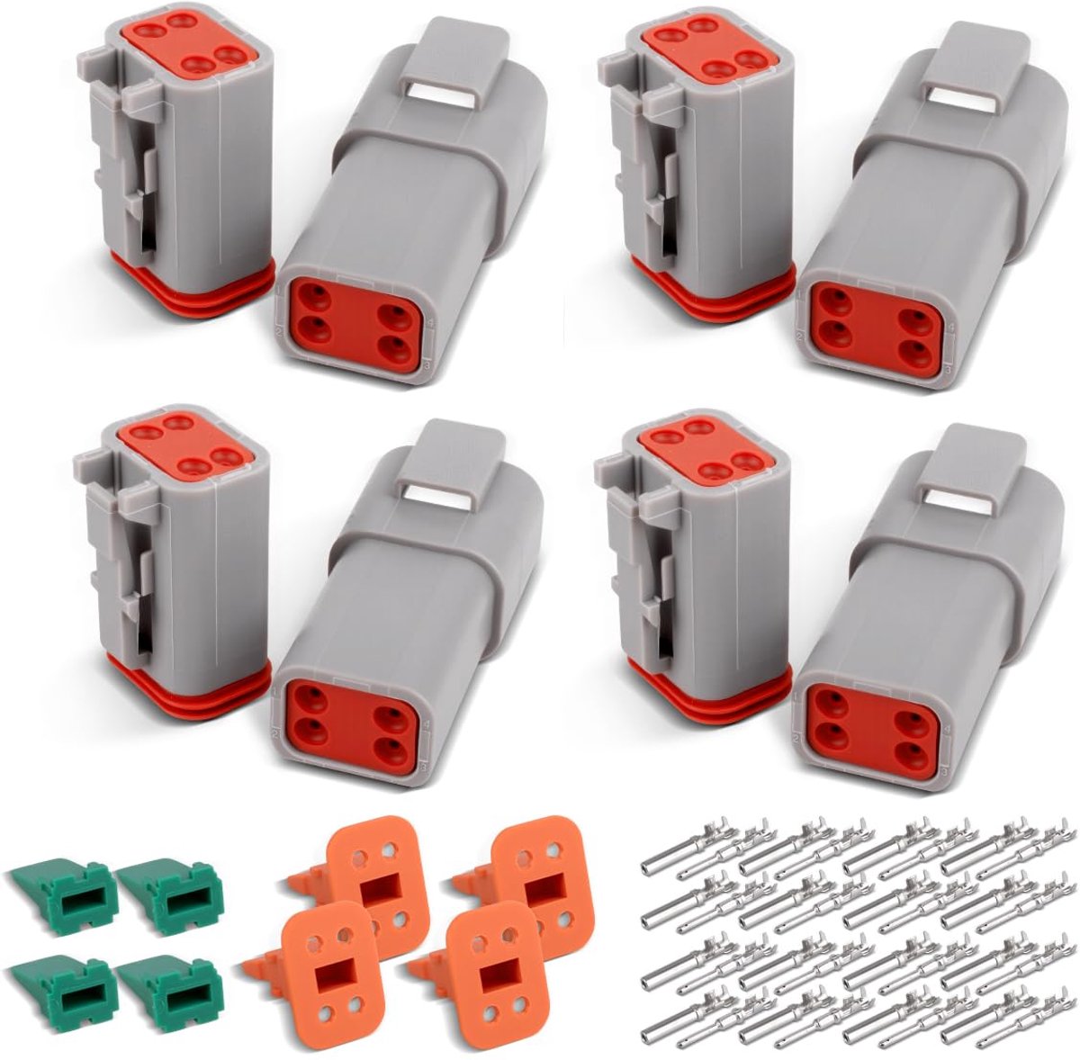 4 Set 4 Pin Way Verzegelde Grijze Mannelijke en Vrouwelijke Auto Waterdichte Elektrische Draadsluiting Stekker voor 22-16AWG