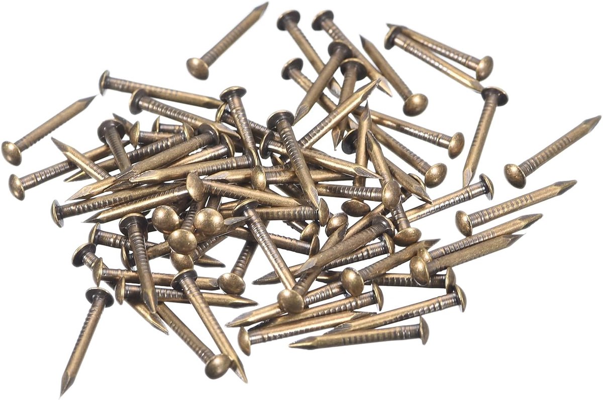 140 stuks kleine spijkers, houtschroeven, 1,5 x 15 mm (d x l), ronde kop van messing, voor doe-het-zelfprojecten in hout, decoratieve dozen en Hogartono brons
