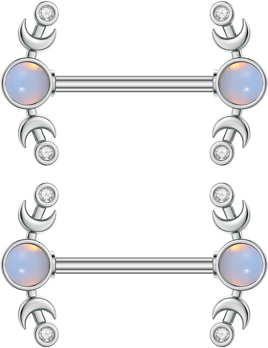 Barbells Tong Ring - Hypoallergene RVS Body Piercing Sieraden voor Vrouwen, Halve Maan & Hartontwerpen