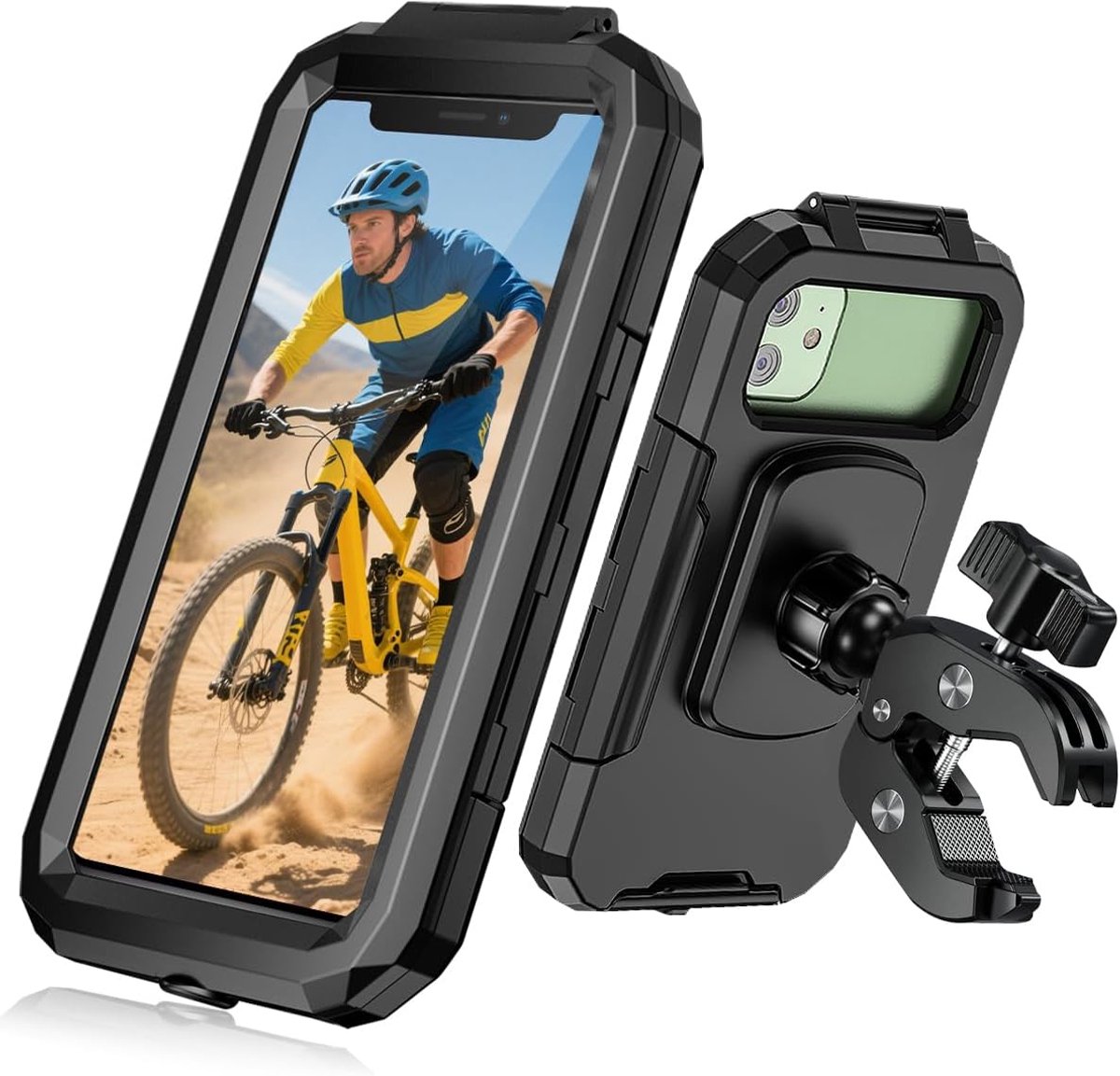 telefoonhouder voor op de fiets, montage zonder gereedschap, 360 graden draaibaar, anti-vibratie, universele stuurhouder voor smartphone van 14,9 tot 16,8 cm