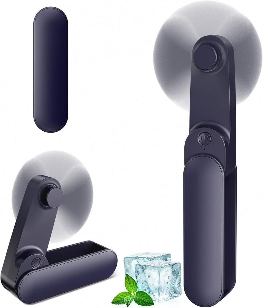 Opvouwbare Hand Ventilator, USB Portable Hand Fan met 2 Snelheden, 1000mAh Batterijgevoede USB Mini Bureau Ventilator&12u Uithoudingsvermogen, Mini Fan/voor Thuiskantoor, Reizen, Buiten