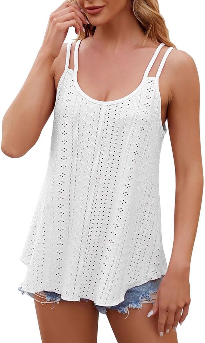 Tanktop voor dames, Amerikaanse hals, 1 stuk, mouwloos, ronde hals, dunne bandjes, zomer, voor werk, afspraken, vakantie