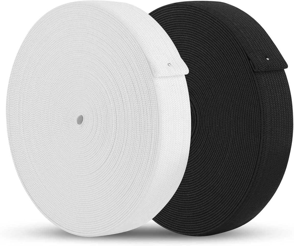 Elastische banden 20 mm, wit zwart broekrubber, smal, 2 cm x 10 meter, elastieken om te naaien, elastische band, elastische band voor broekrubber, doe-het-zelf handwerk, naai-accessoires