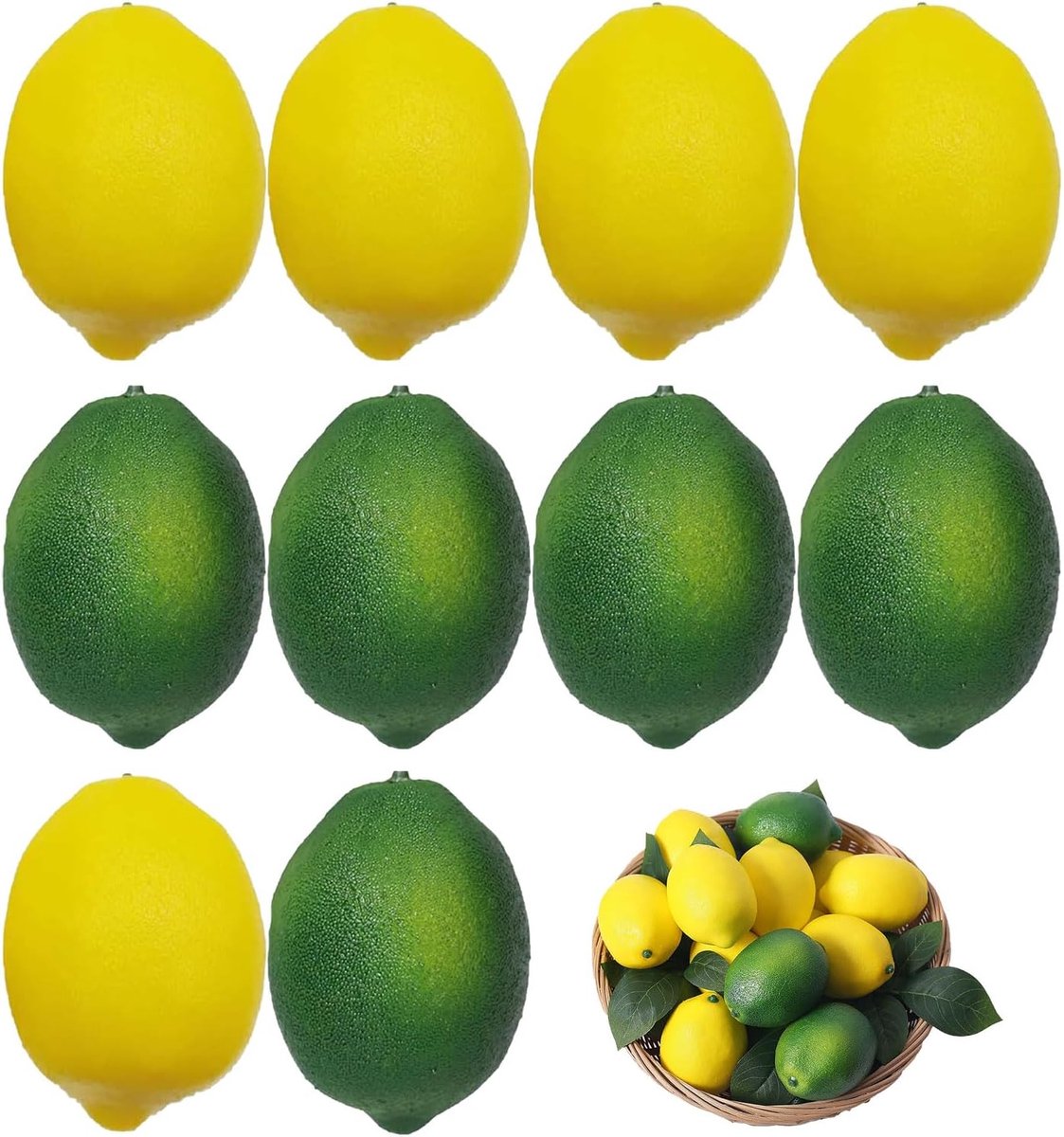 10 stuks kunstcitroenen, realistische kunstcitroendecoratie, nep-citroendecoratie artificial, citroennep fruit realistisch, citroendecoratie voor keuken tafeldecoratie