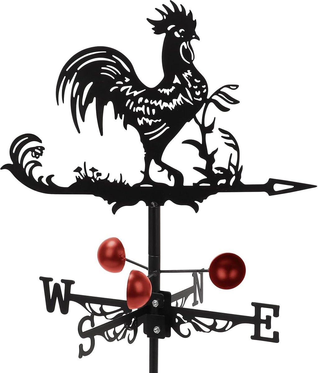 Weerkraan voor tuin, retro kraan weervlag met houder en richtingssymbool, geruisloos, metalen metalen voor binnenplaats, terras en dak decoratie