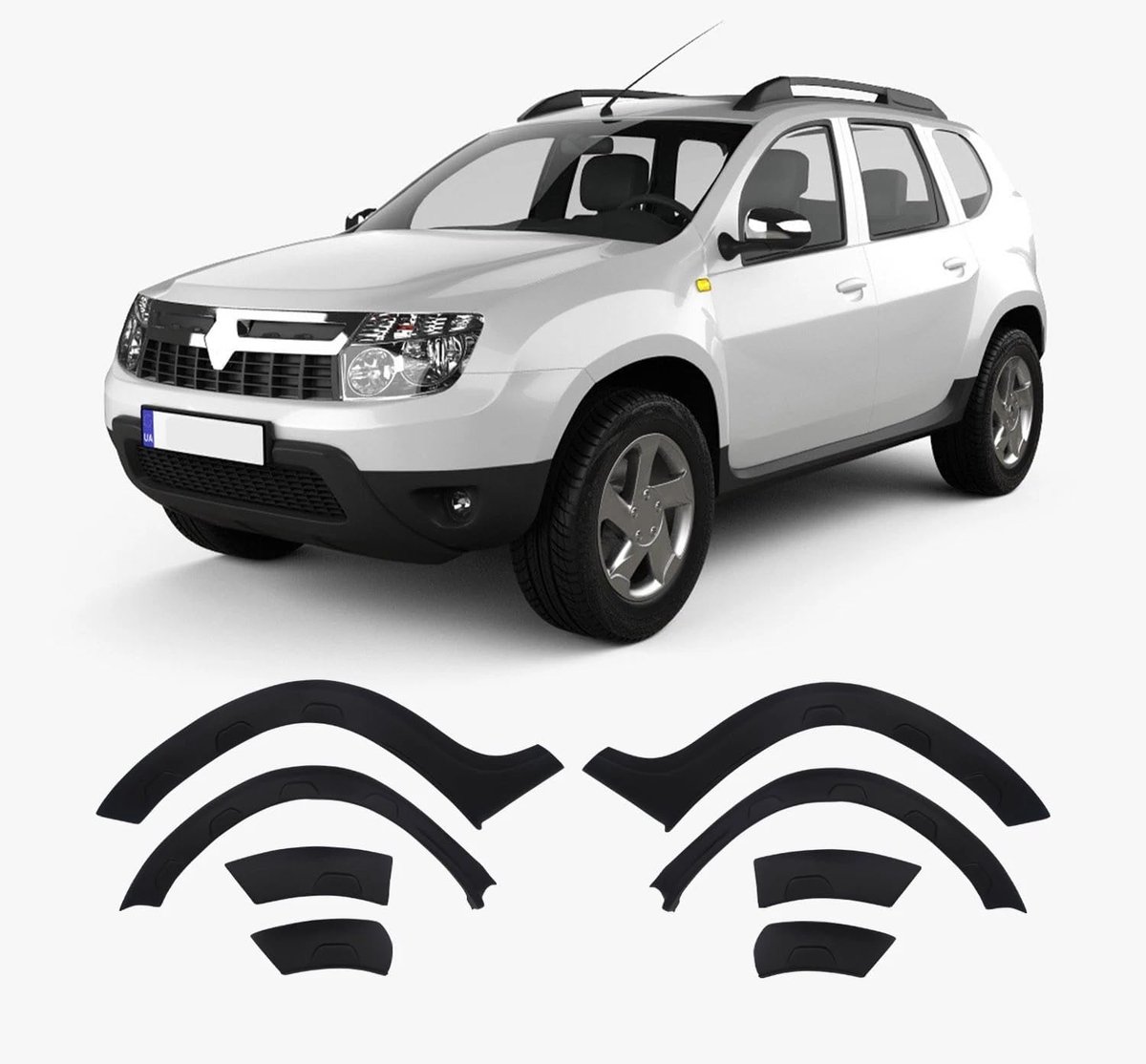 beschermstrips wielkasten ABS 8-delig voor Dacia Duster Bj 2010-2018
