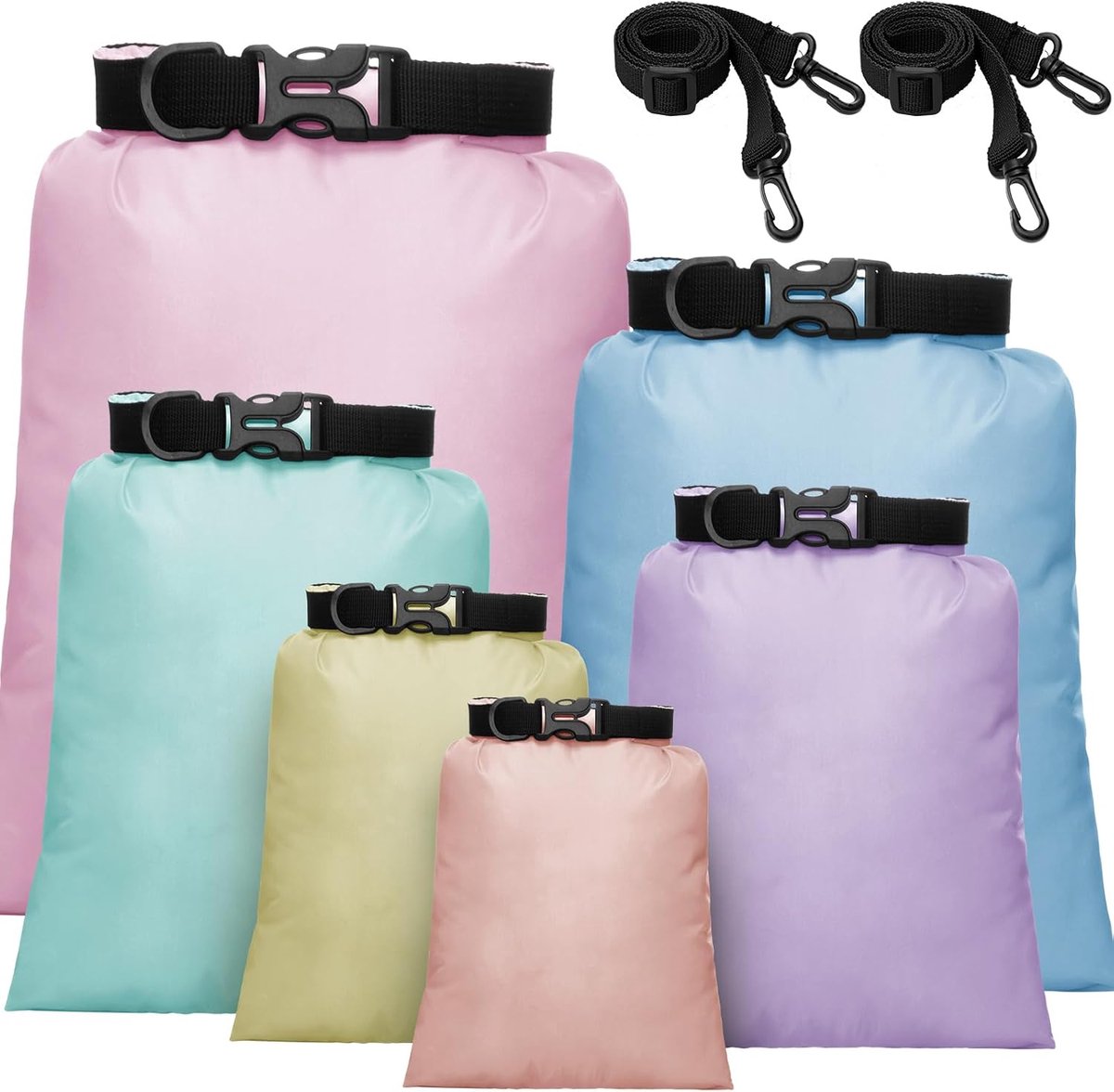 Waterdichte Dry Bag Set 6 Maten Lichtgewicht Zakken en Lange Verstelbare Schouderriem Outdoor Waterdicht Houden Gear Dry Bag Stuff Zakken voor Backpacken, Varen, Wandelen Camping