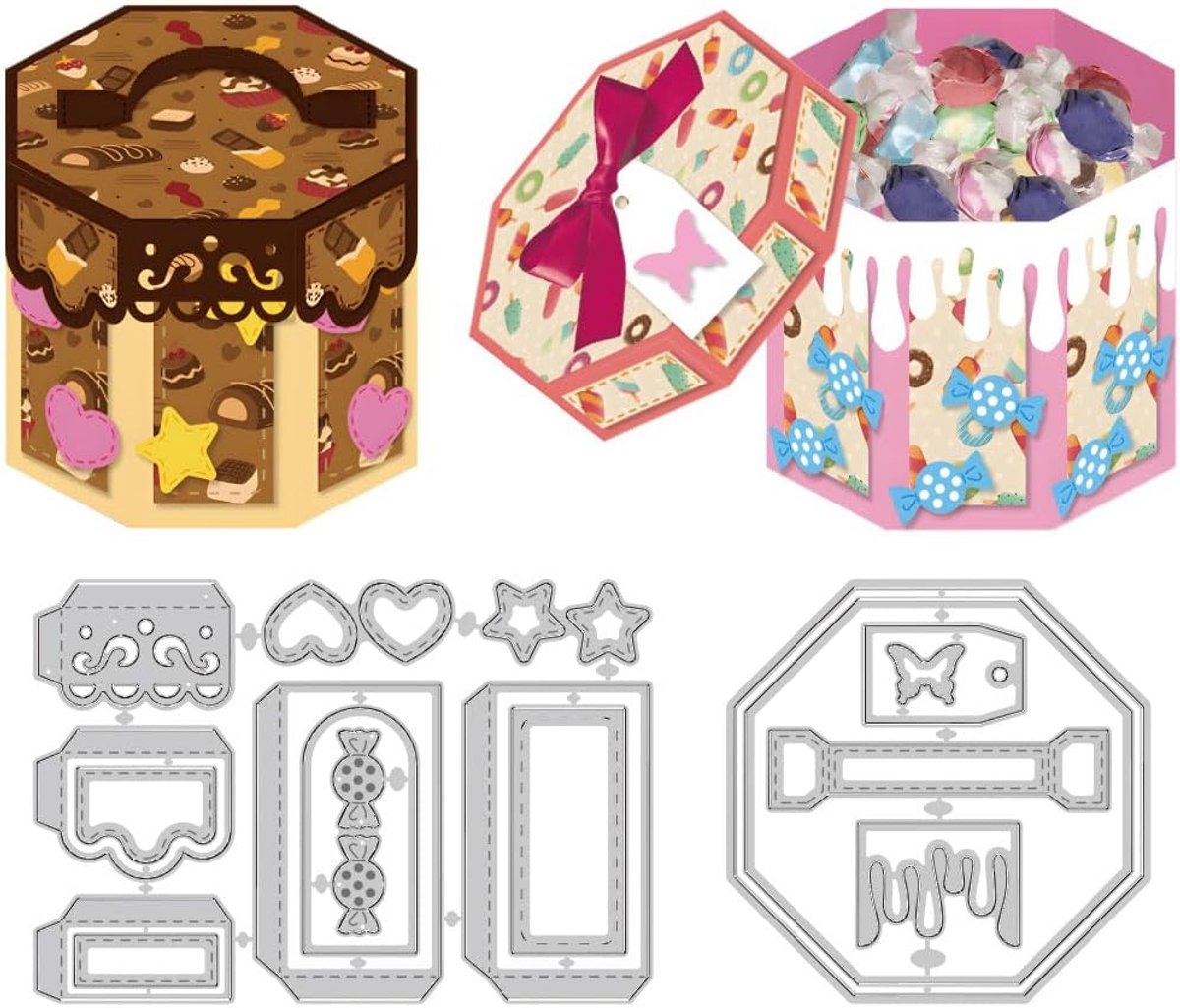 3D-geschenkdoos, stansvormen van koolstofstaal, met snackbox, reliëfsjablonen, stanssjablonen, nieuwigheden 2025, scrapbooking om zelf te maken, voor verjaardagscadeaus, feesten, wenskaarten