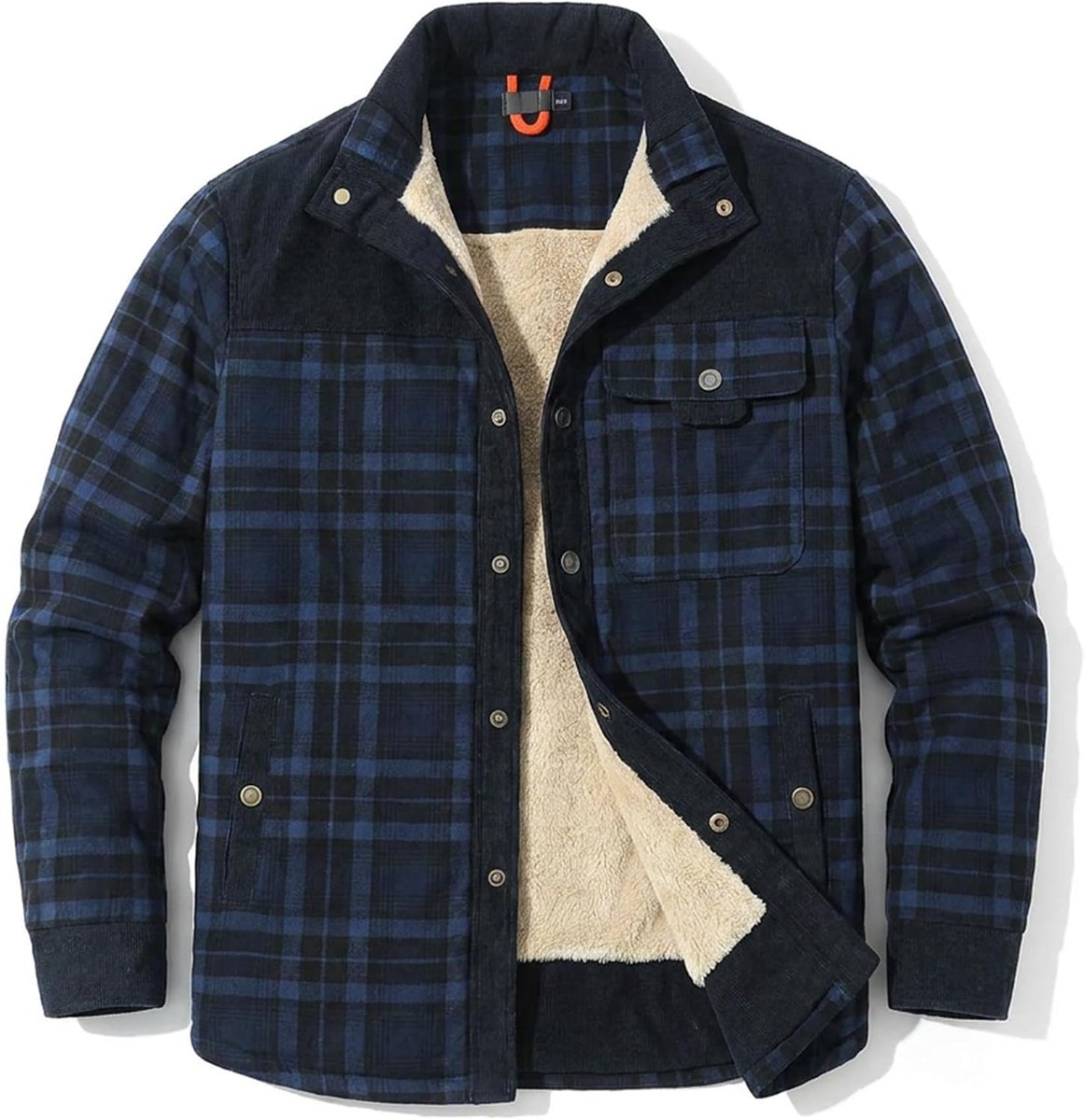 Fleecejack voor heren, sherpa-binnenfleece, houthakkerstijl, geruit