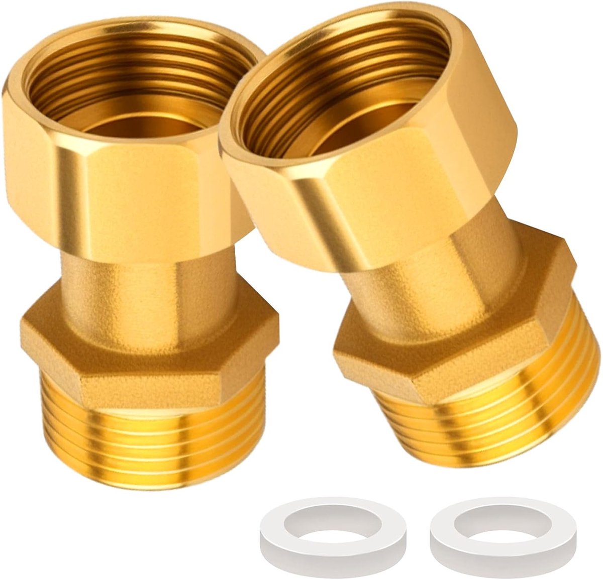 2 stuks Messing Beweegbare Schroefverbinding 3/4 inch, Messing Schroefverbinding Doorgang DN20, met Afdichting, voor Waterinstallaties en Centrale Verwarmingssystemen