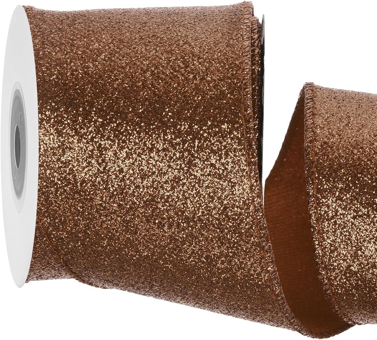 6,3 cm glitter lint met draadrand bruin iriserend lint 12,5 m voor kerstboom krans decoratie geschenkverpakking met metalen rand