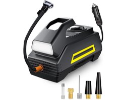 motomoyo Autobandenspanner 12V Elektrisch, Draagbare Luchtcompressor met Auto-Stop, LCD Scherm & LED Lamp, 35L/Min Snelheid, 2.8m Kabel voor Auto, Fiets, Motor, Ballen