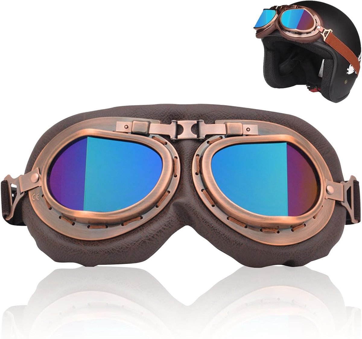 motorbril, winddichte steampunk-bril, gekleurde lenzen, fietsbril, fietszonnebril voor buitensporten, piloten/crossbril, motorcross, voor dames en heren