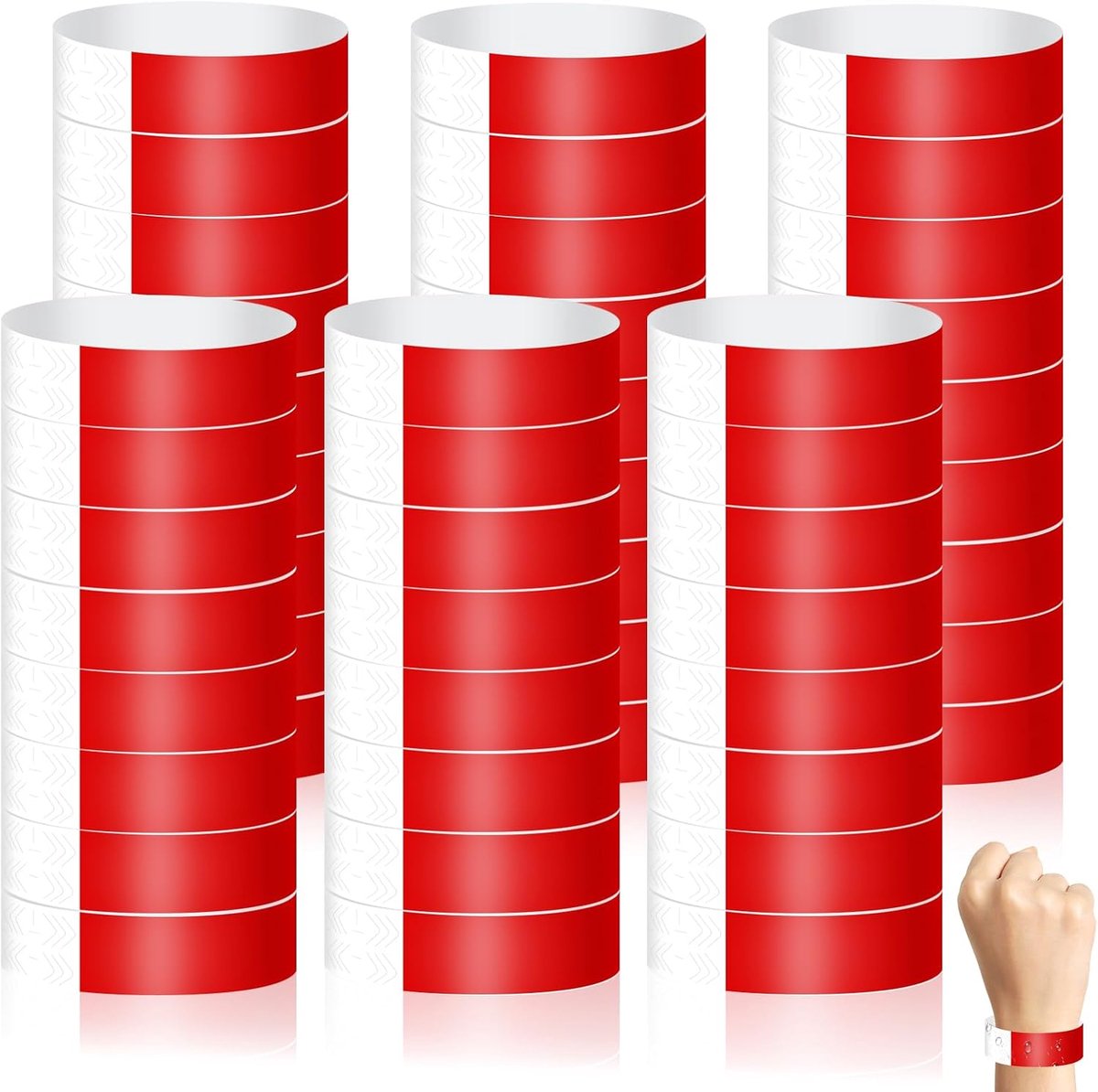 400 stuks toegangspasjes, papieren toegangspasjes, waterdichte veiligheidspasjes, controlepasjes voor evenementen, feesten, Entrance polsbandjes (rood)