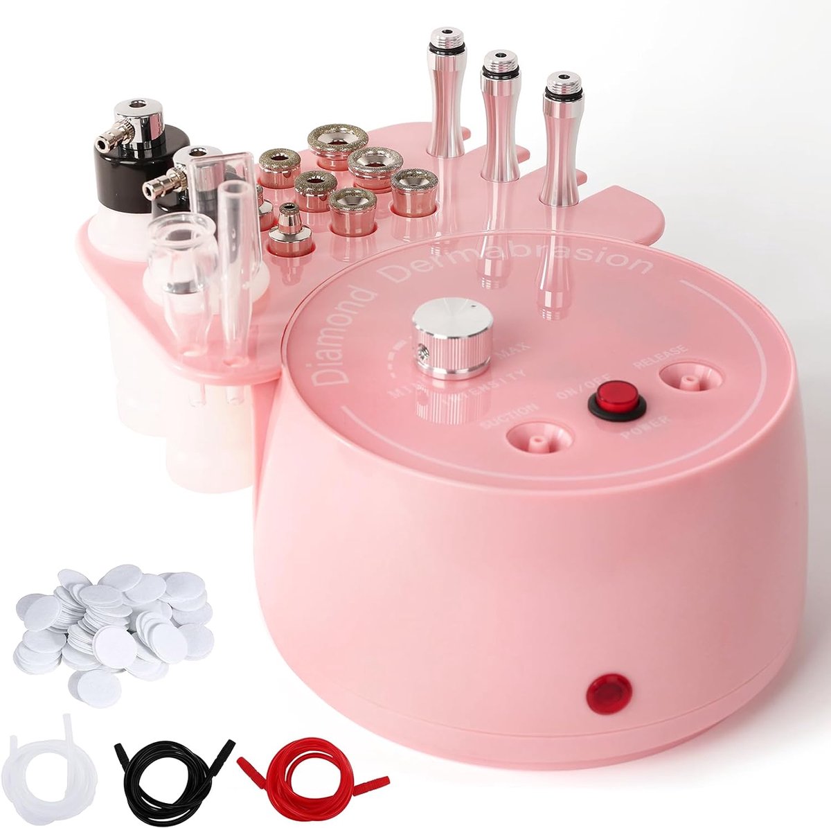 3-in-1 Professioneel Dermabrasie-apparaat, roze | voor Persoonlijke Schoonheidssalons, Sprayflessen, Vacuüm Glazen Buisjes en Andere Professionele Apparatuur voor de
