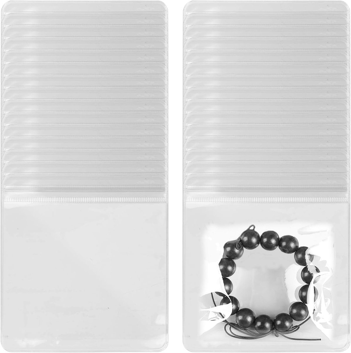 Duidelijke traktatiezakken, 50Pcs 6 "× 6" Dikke heldere PVC sieraden tassen, Zelfklevende draagbare reis sieraden organisator, Plastic sieraden opslag tassen, Transparante rits tassen