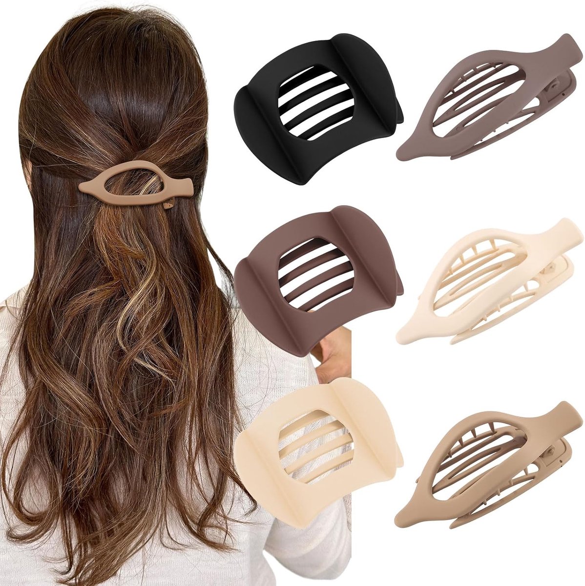 6 stuks platte haarclips voor dames, eendensnavel, haarspeld, antislip, Franse haarklem voor sport en yoga, platte klem