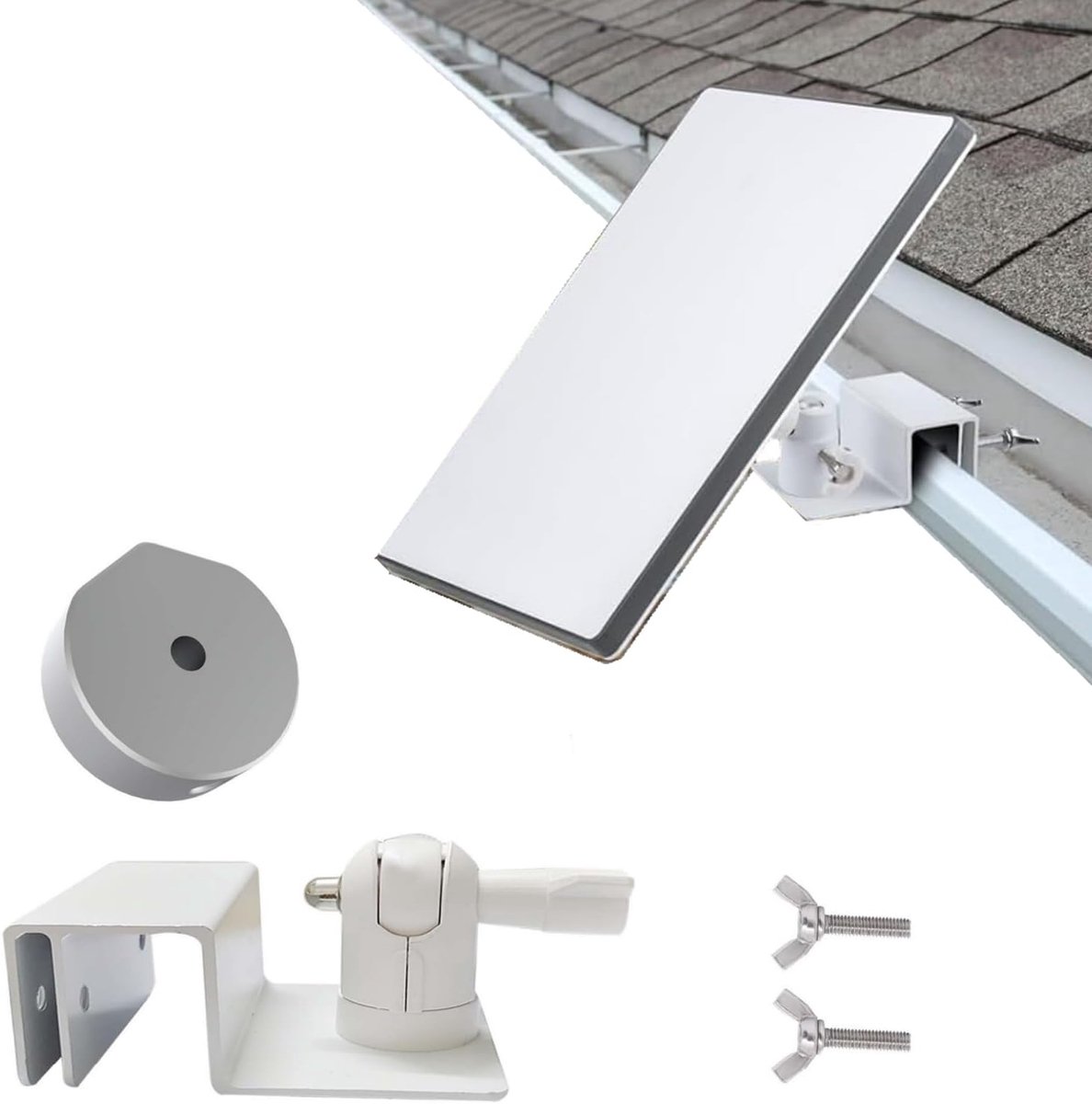montageset met Adapter, Verstelbare Dakgootmontagebeugel, Dakrailmontage voor Satellietminischotel, Metalen Miniklem